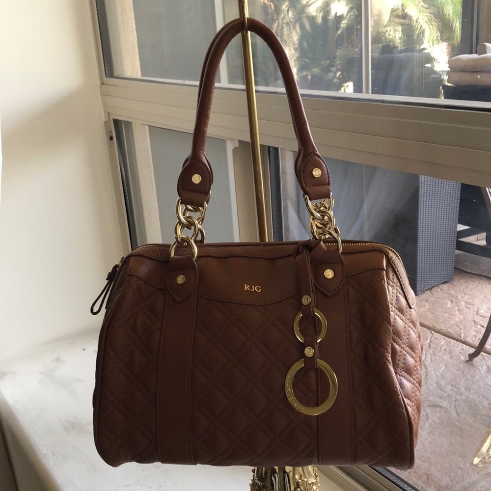 RJ Graziano Leather Satchel With Gold chain detail